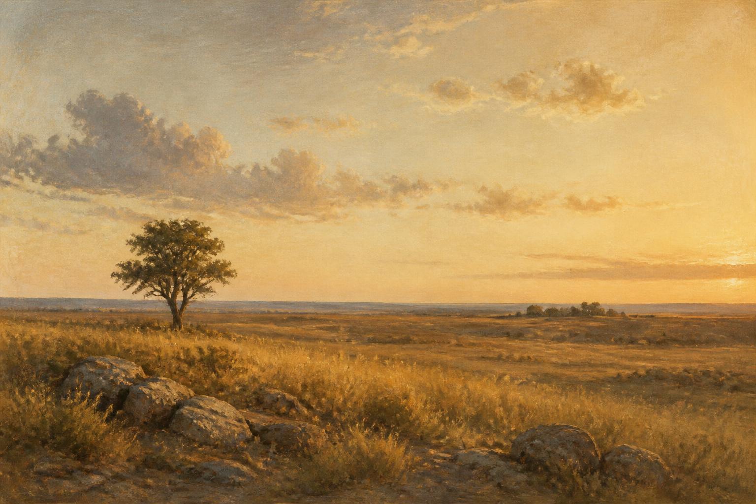 Paisaje de la llanura pampeana al atardecer